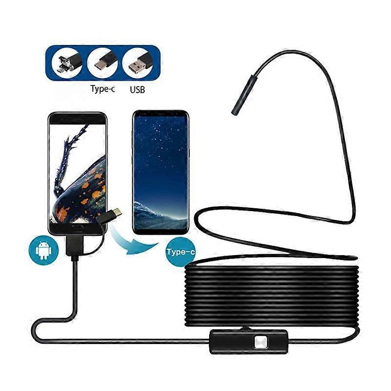 8MM 3in1 TYPE-C USB Android κινητό τηλέφωνο ενδοσκόπιο όργανο σκληρό σύρμα (2m)