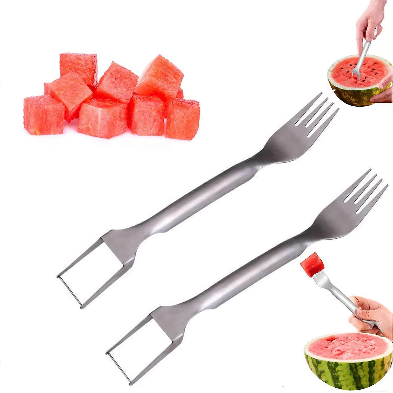 Watermelon Fork Slicer 2-In-1, 2 Pack, Summer Watermelon Fruit Cutting Fork