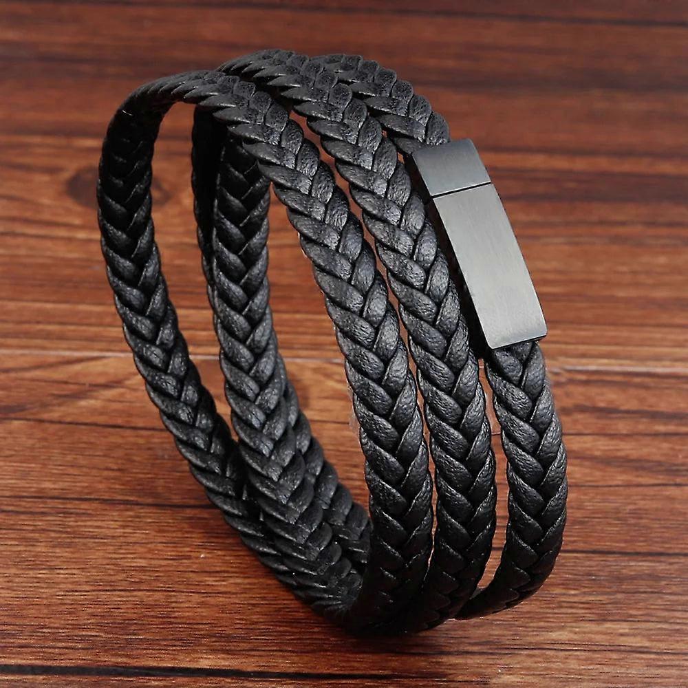 Special Luxury Style Leather Combination Splicing Mens Leather Bracelet