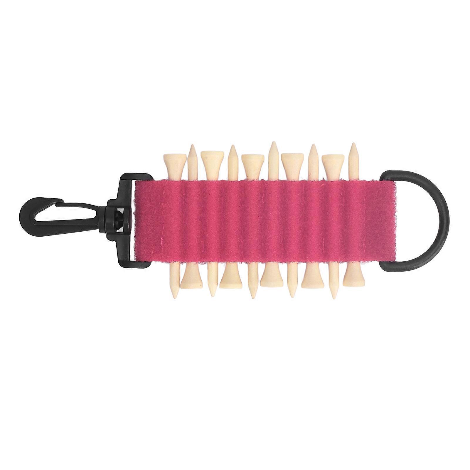 10 Tees Golf Tee Holder with Hook Multifunction Practical Portable Golf Tee Carrier Storage Bag for Belt Pink