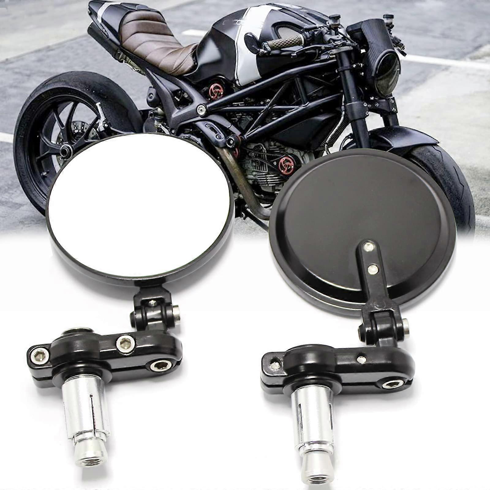 Universal Motorcycle Bar End Mirrors  Round Convex Rear View Side Mirror for 7/8' Handlebar