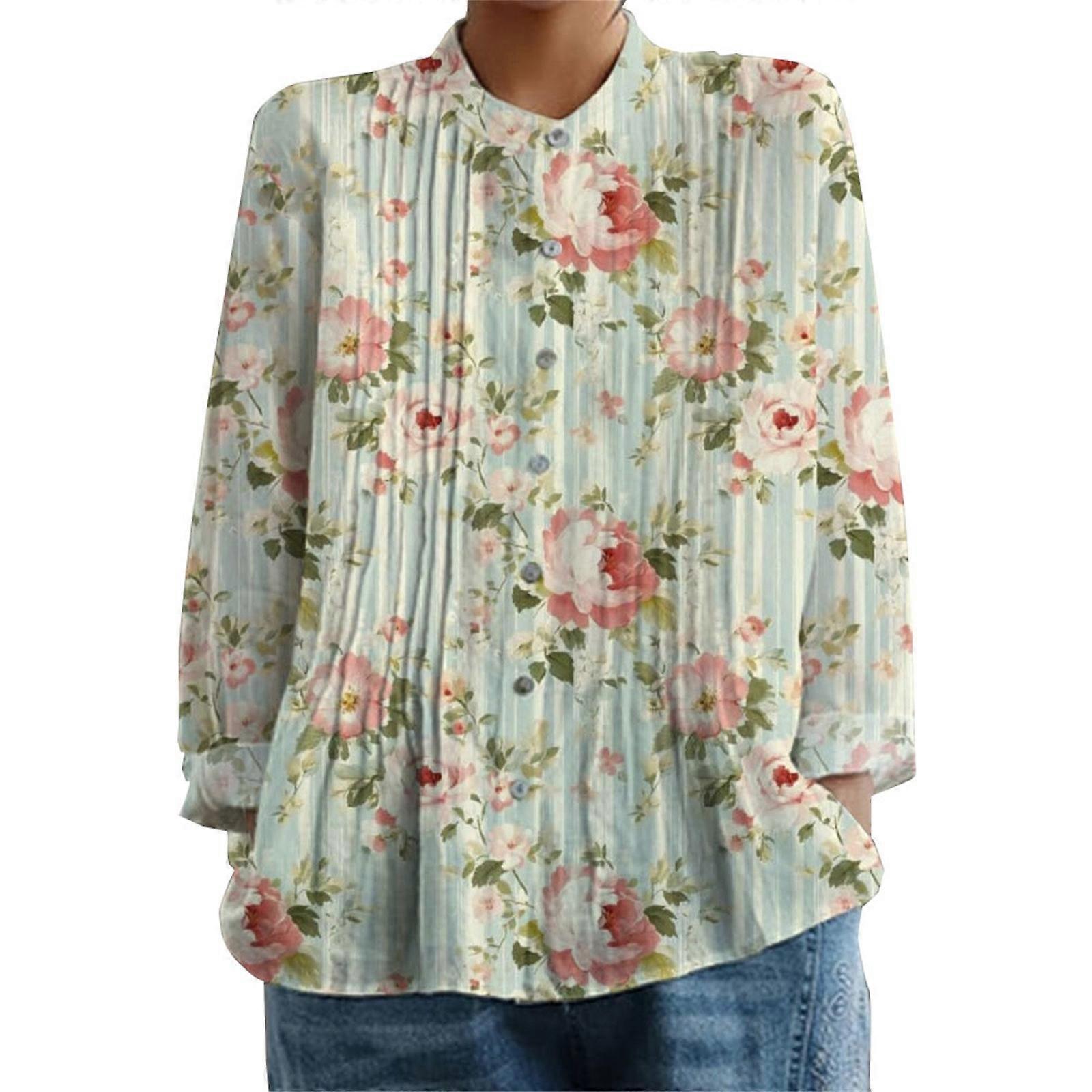 Women’s Pleated Shirt With Retro Front Pleats – Soft Linen Like Fabric Easy Regular Fit Elegant Design Features: