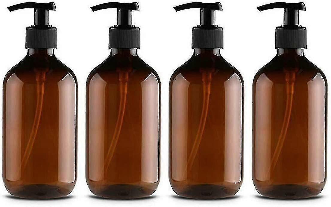 4 Pcs Capacity Empty Bottles 500 Ml (brown)