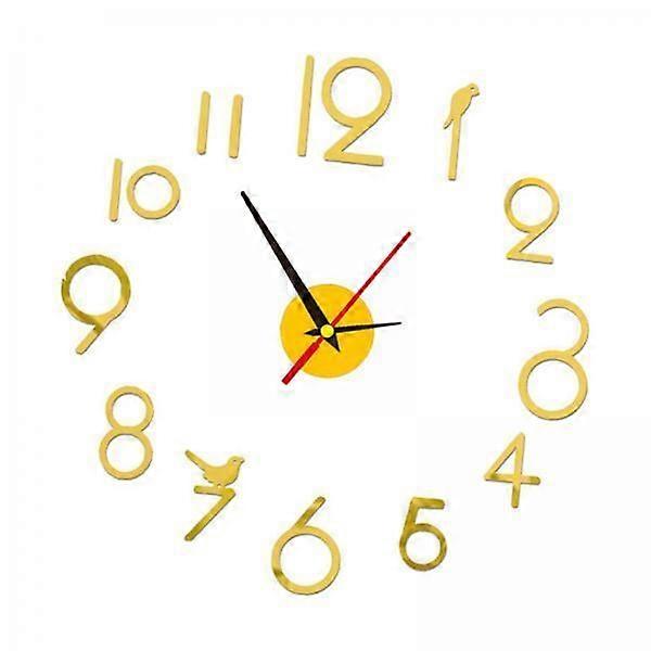 3x Creative DIY Wall Clock Mute Frameless Acrylic DIY Large with Numbers Sticker