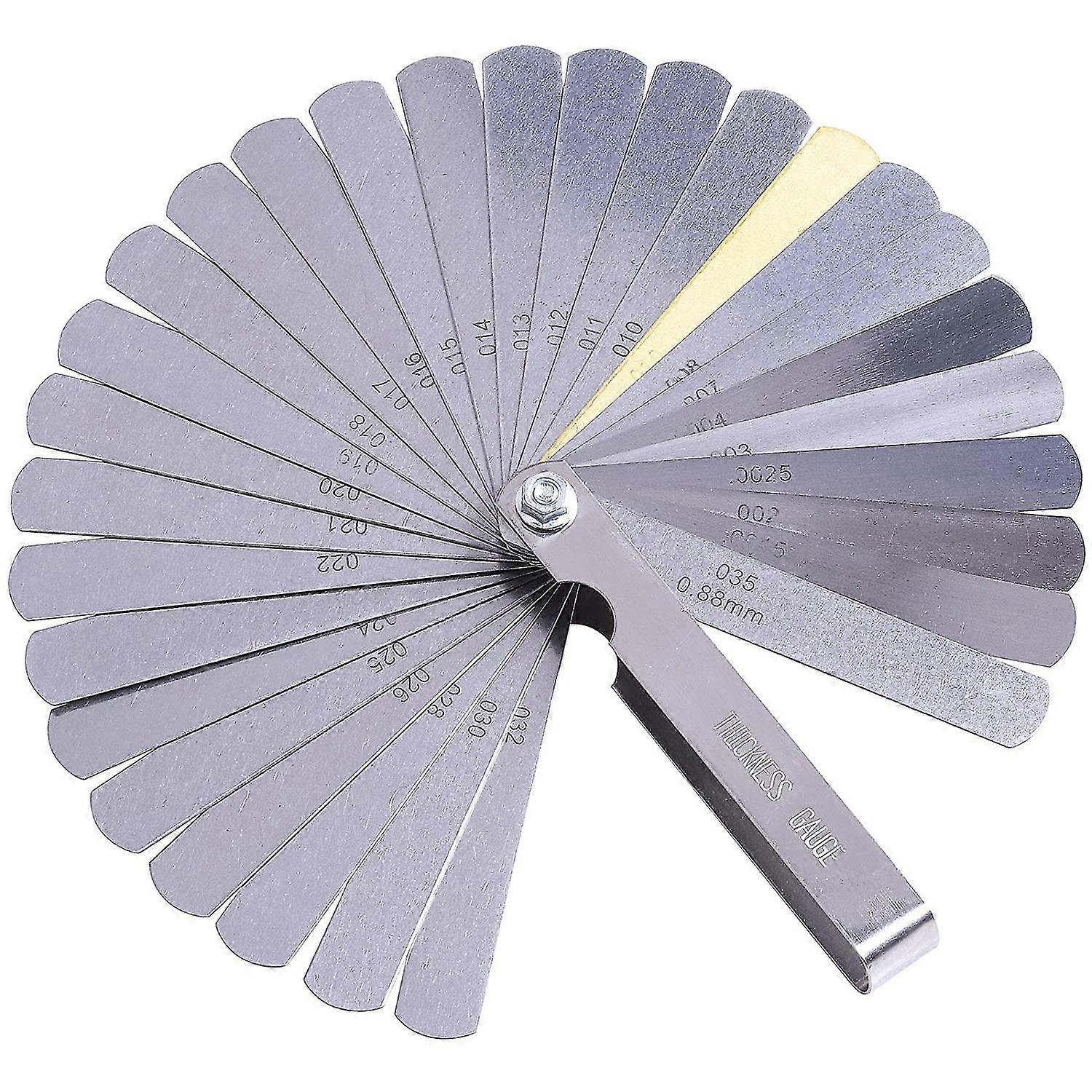 32-Blade Stainless Steel Feeler Gauge with Metric and Imperial Dual Marking Foldable and Suitable for Gap Width Measurement