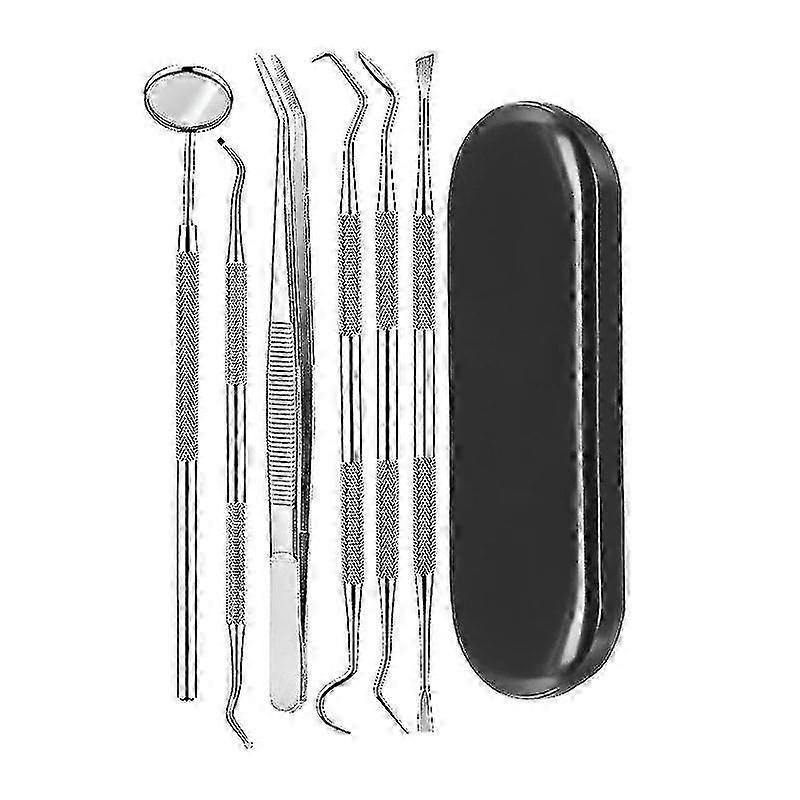 6pcsbox Dental Mirror Sickle Tartar Scaler Tooth Cleaning Tools