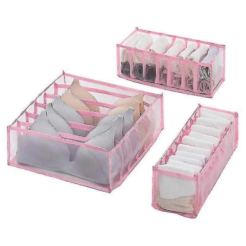 Unterwäsche BH Organizer Aufbewahrungsbox - 3 Stück Set - Rosa