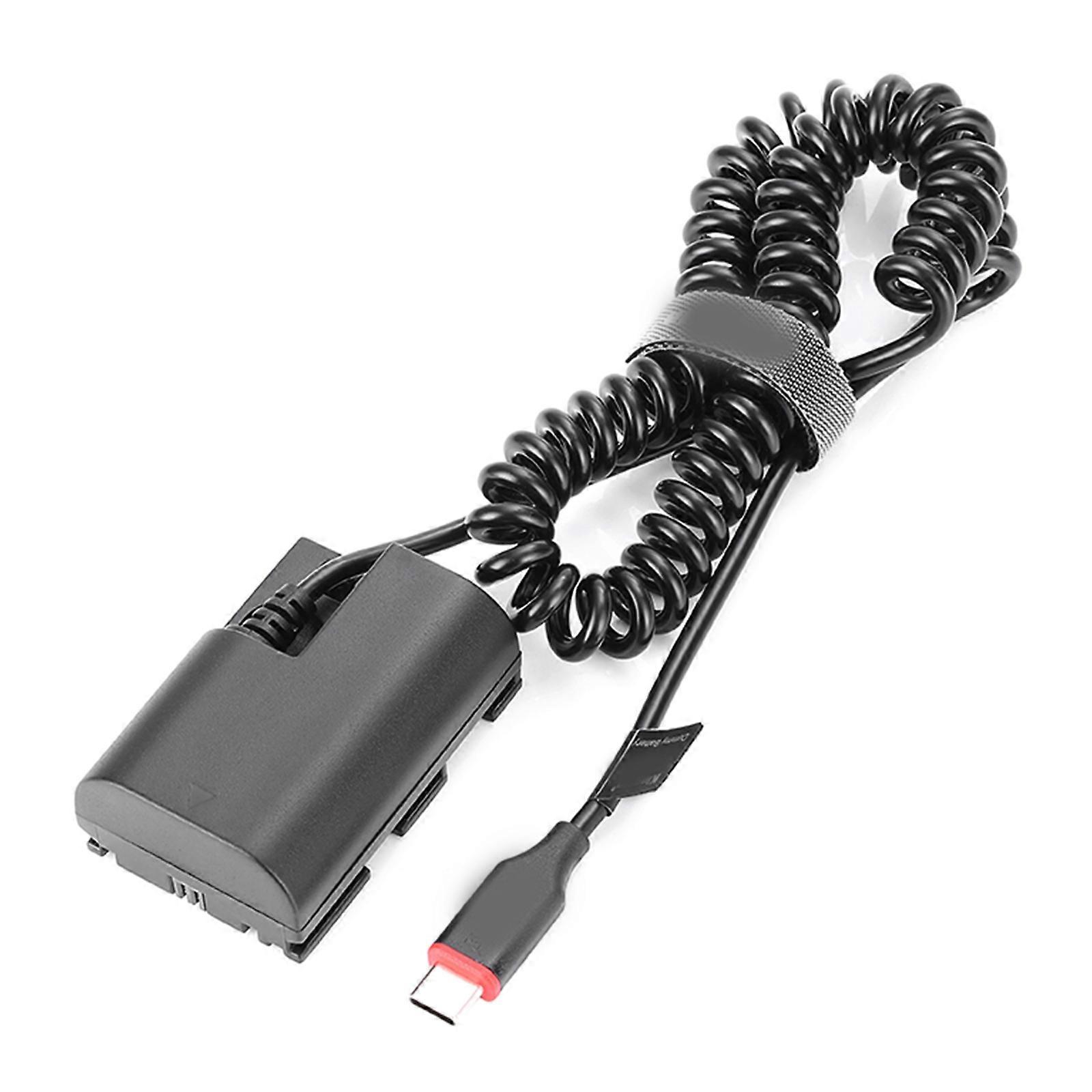 Wearproof Camera Power Cable Type-C to LPE6 DR-E6 Dummy Battery for 60D 70D 80D 5DS R 5D Camera Multicolor