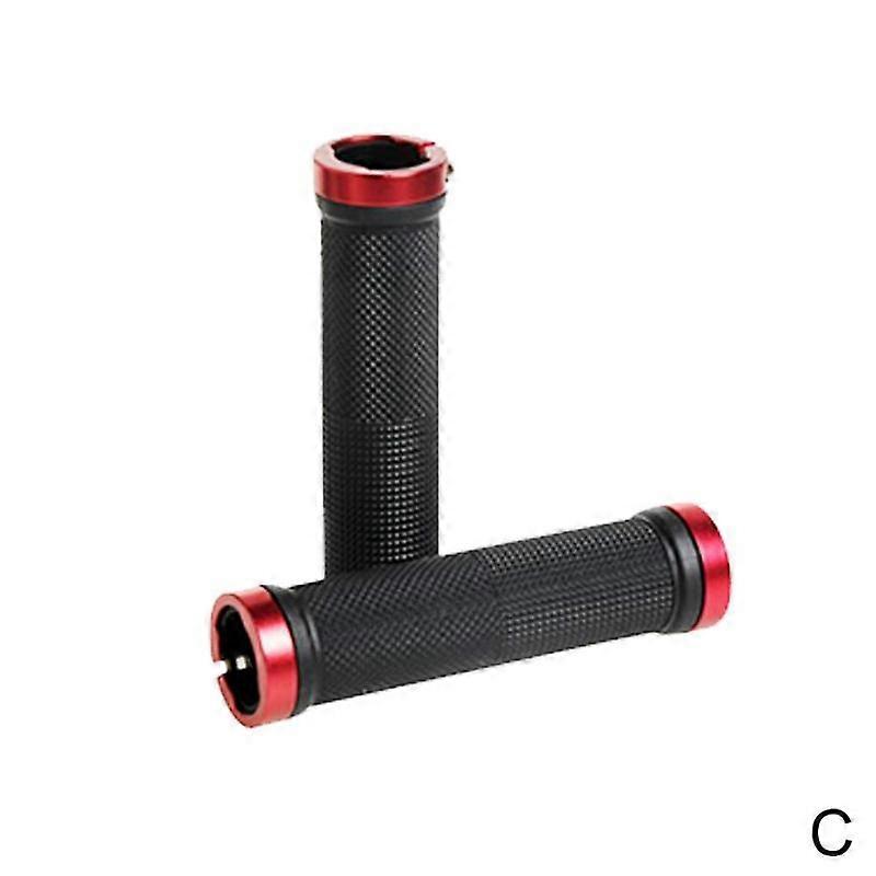 Red (C)$ Mountain bike handlebars, bicycle handlebars, double-sided locking, non-slip handlebars, plugs, straight handlebars, 1 pair