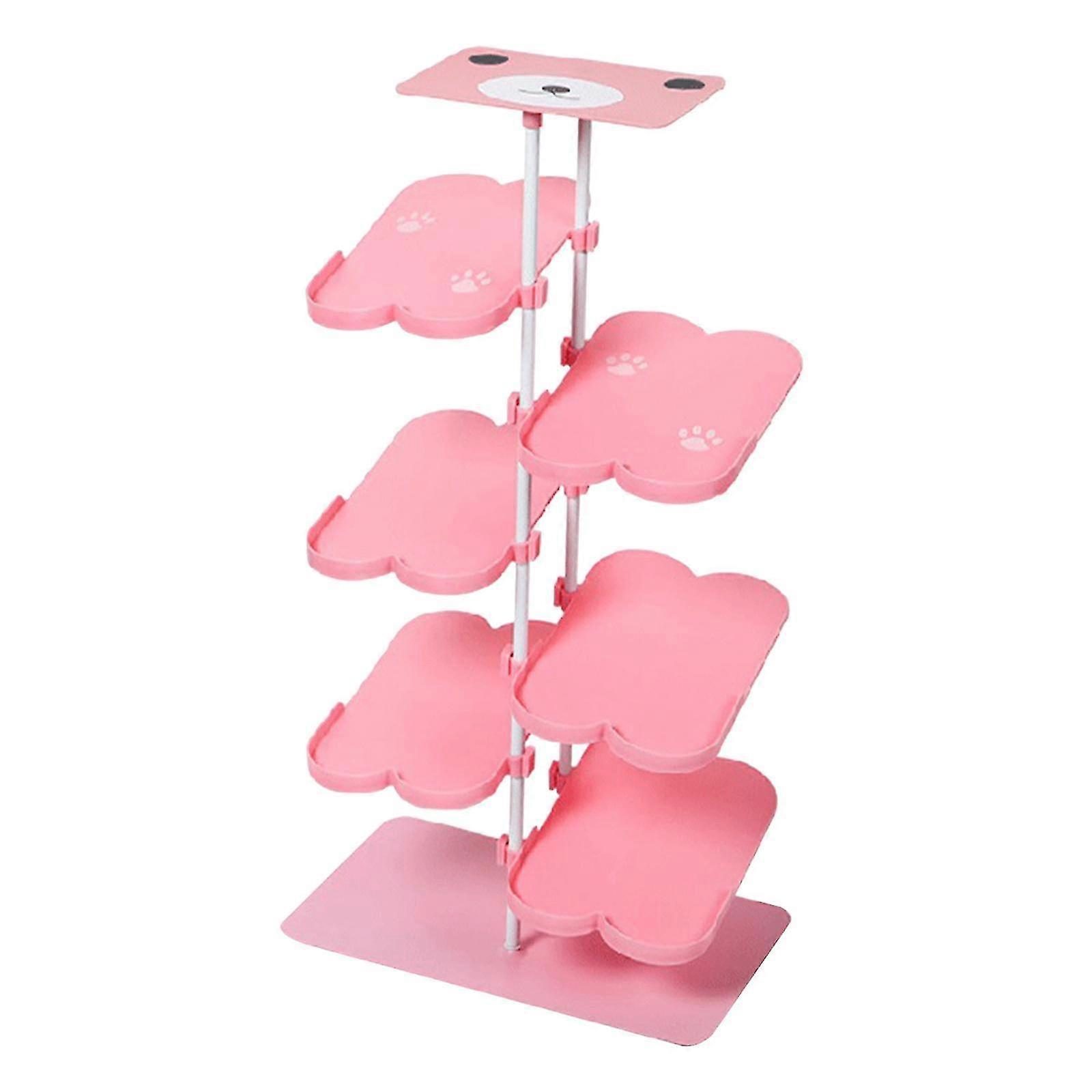 Multi-Layer Kids Shoe Storage Rack Standing Shelf for Home and Bedroom in Pink Color