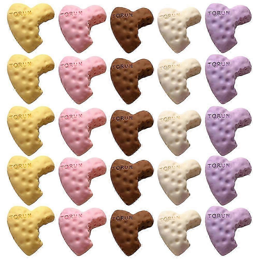 DIY Resin Heart Cookie Biscuits - Cute Craft Accessories (25Pcs)