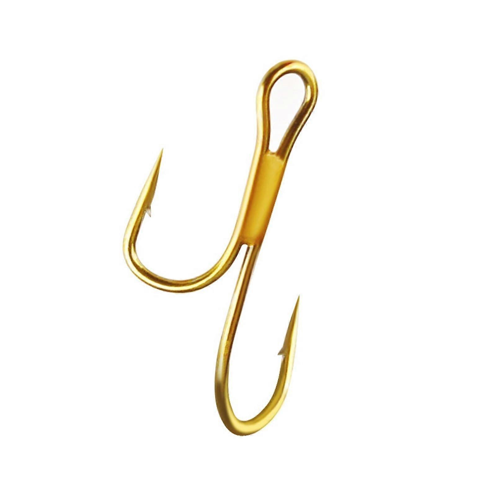 20 pieces double fish hooks made of carbon steel, golden barbed hooks, trout perch, ringed fish hook eyes hooks (Color : 8)