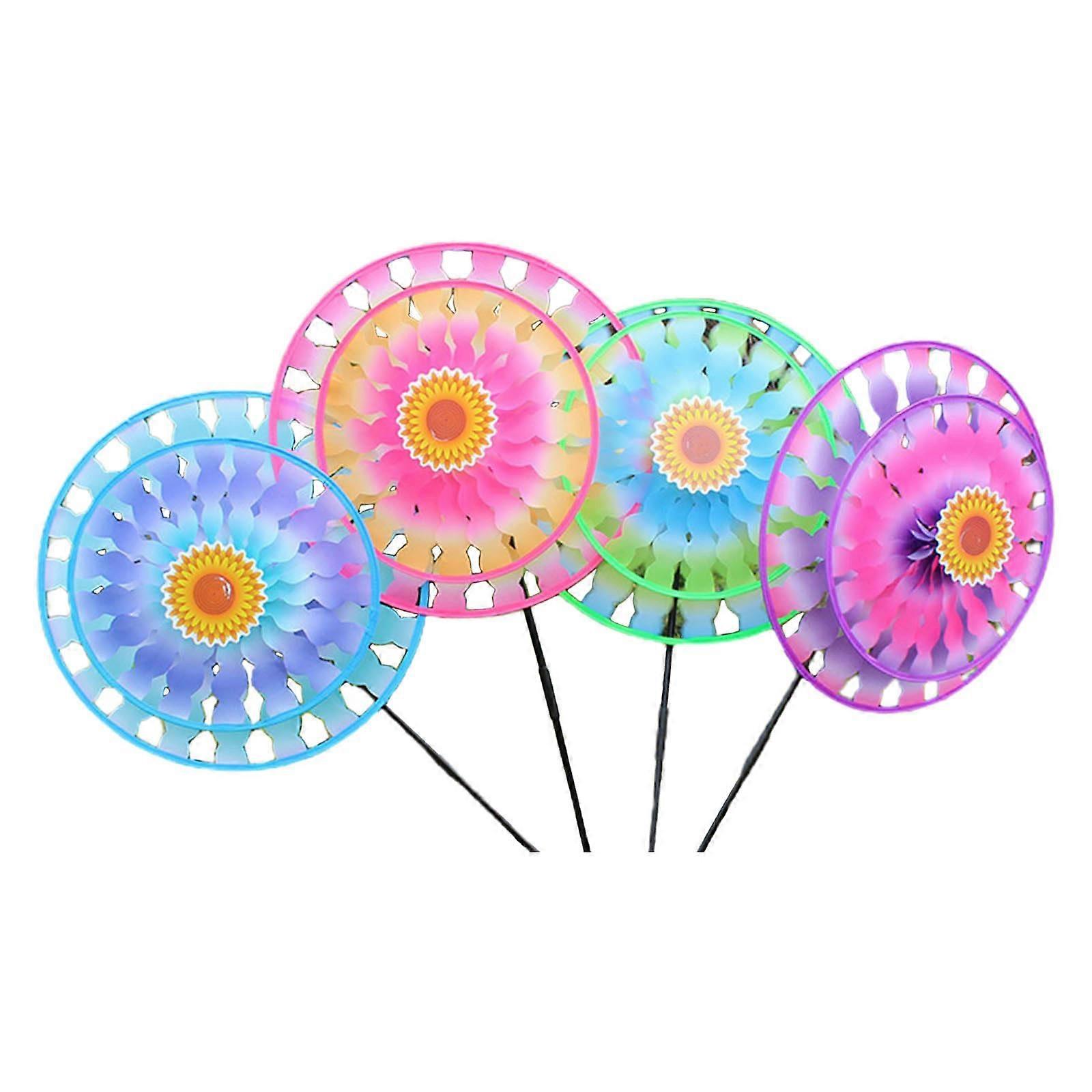 Colourful Double Layer Windmill Garden Decoration with Stakes
