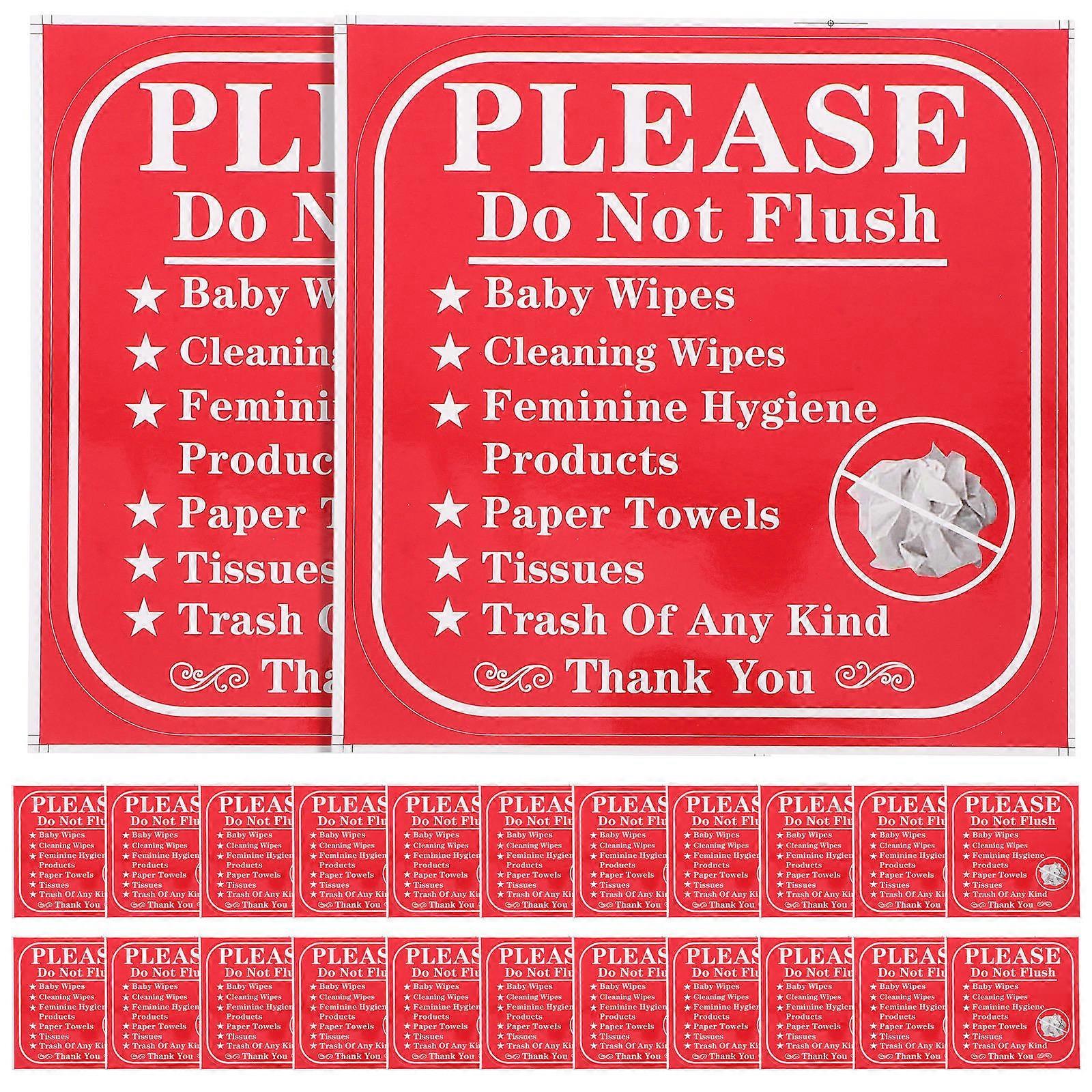 24 Pack Do Not Flush Stickers | Bathroom Toilet Reminder Labels | Adhesive Warning Stickers for Residential & Commercial Use | Prevent Toilet Clogs