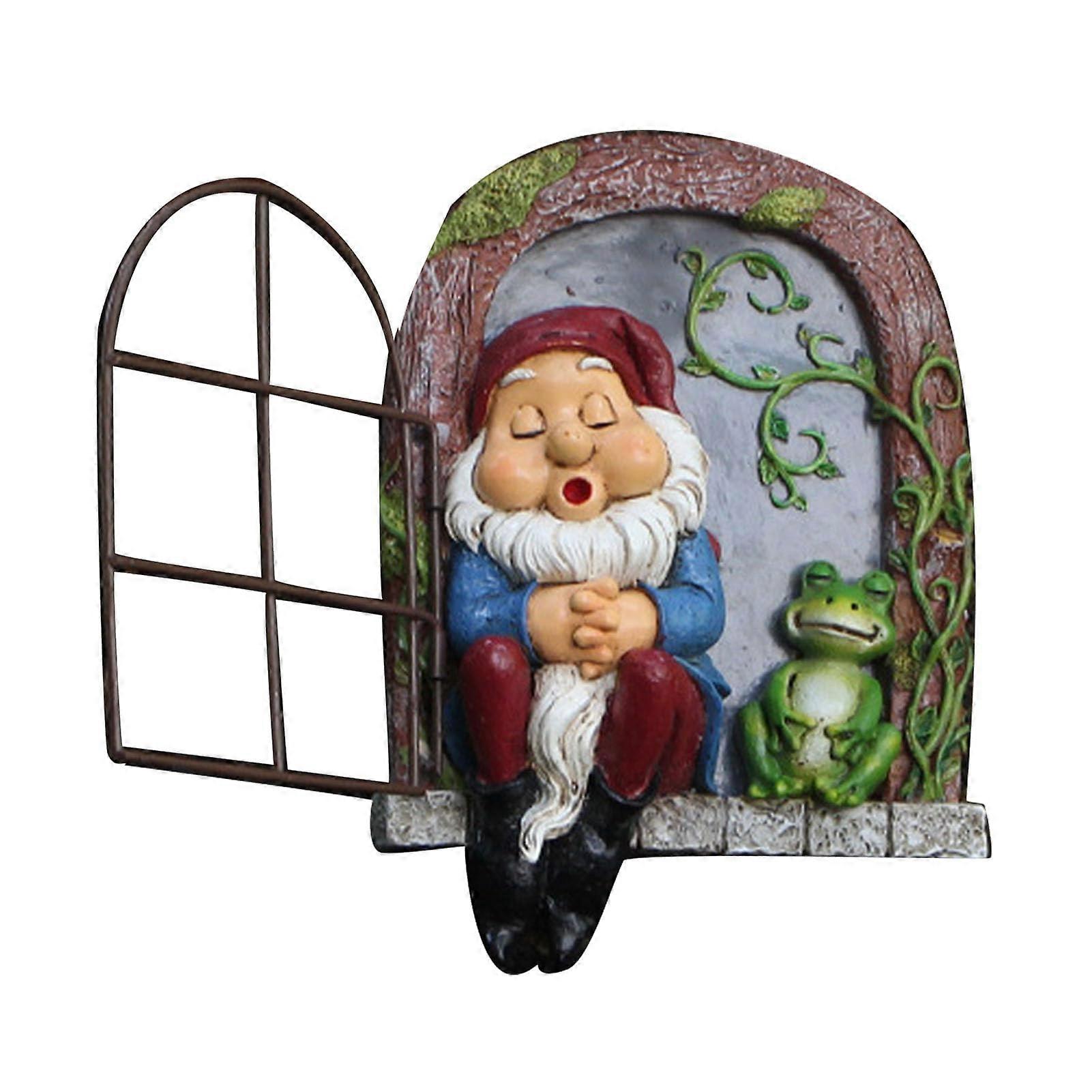 Tree Dwarf Statue, Sleeping Dwarf and Frog, Outdoor Decoration, Garden, Resin Art, Hanging Ornaments