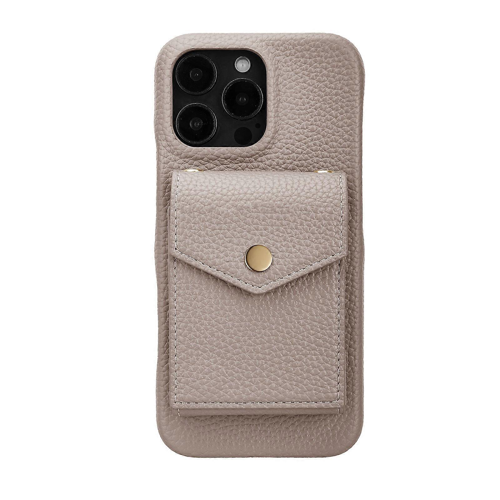 Case For Iphone 14 Pro Max Gray Without Lanyard Leather Large Capacity Wallet Crossbody Anti-fall