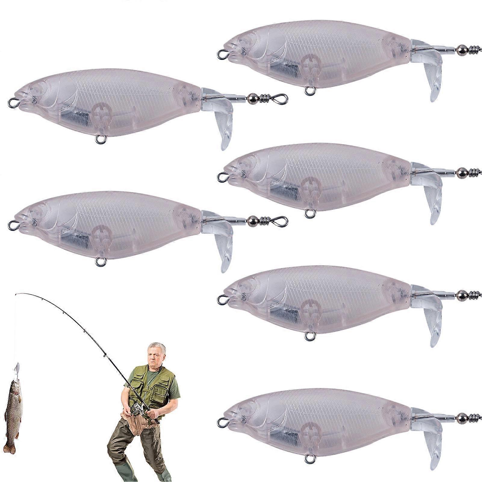 Empty Bait Unpainted Crankbait With Eyes, 6-Section Multi-Joint Swimbait, Rotating Tail For Walleye Trout Bass, 6 Pieces