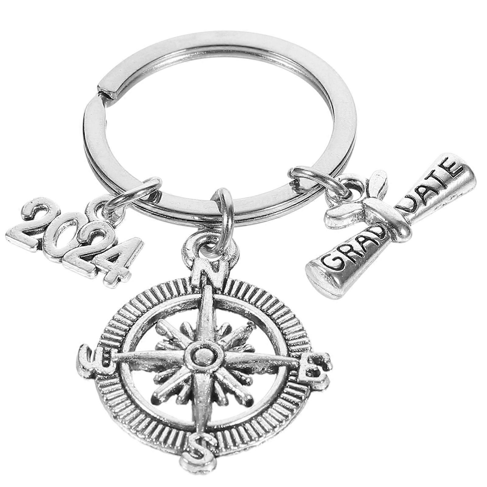 卒業キーホルダー卒業帽子キーホルダーオーバルシェイプシルバー多目的アクセサリー友達用1個