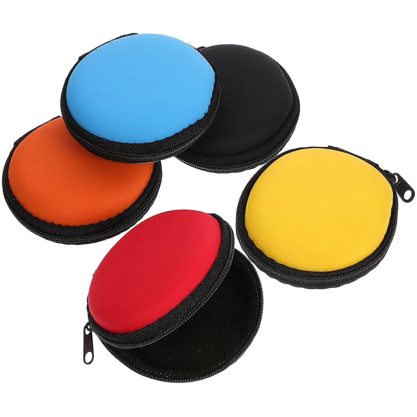 Wired Earphone Storage Bag Hard Case Mini Style EVA Material Water Resistant For Daily Life 5Pcs