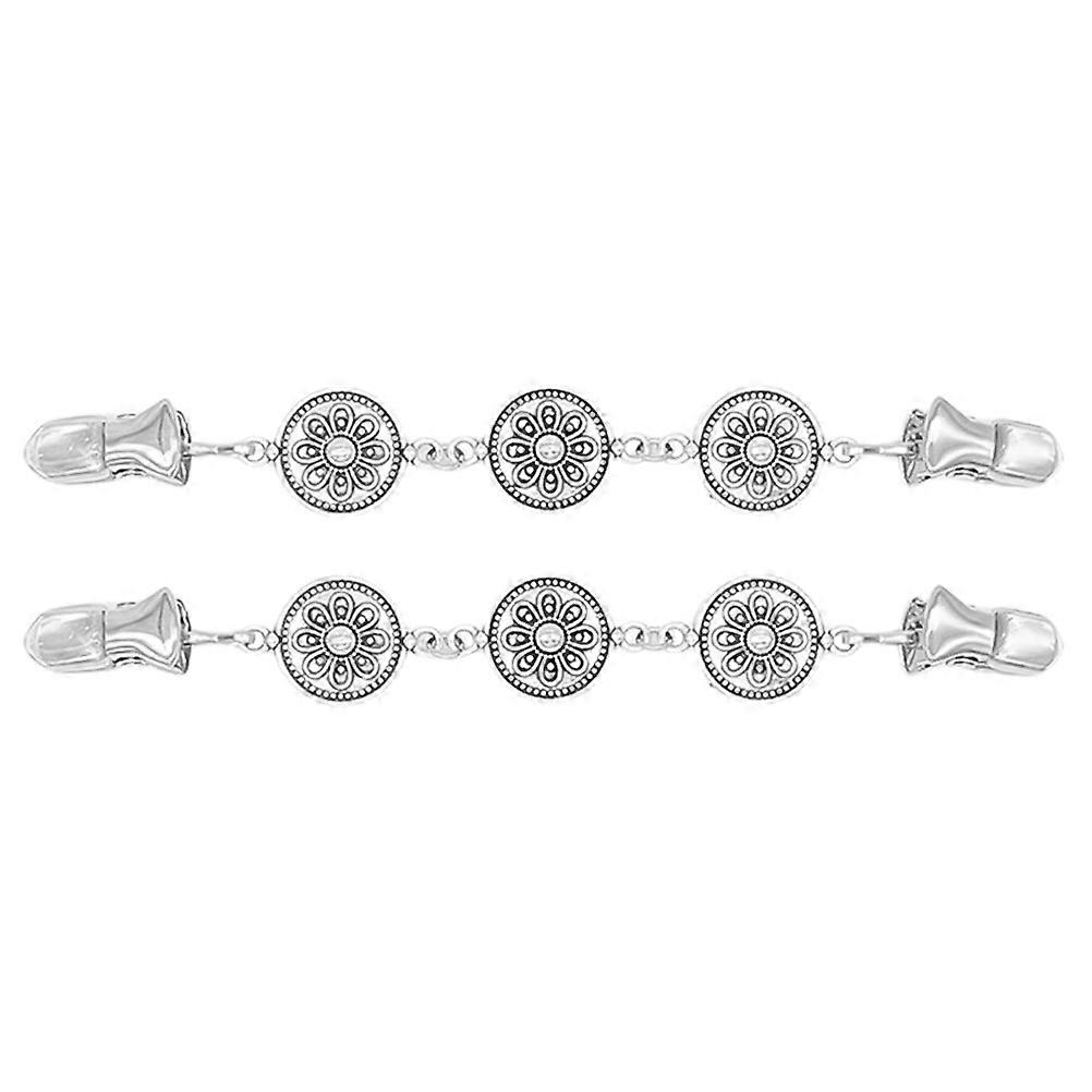Vintage Alloy Cardigan Clips with Metal Buckle Buttons for Sweaters, Shawls, Scarves, and Jackets – Durable, Non Slip Design, Silver Tone Clothing