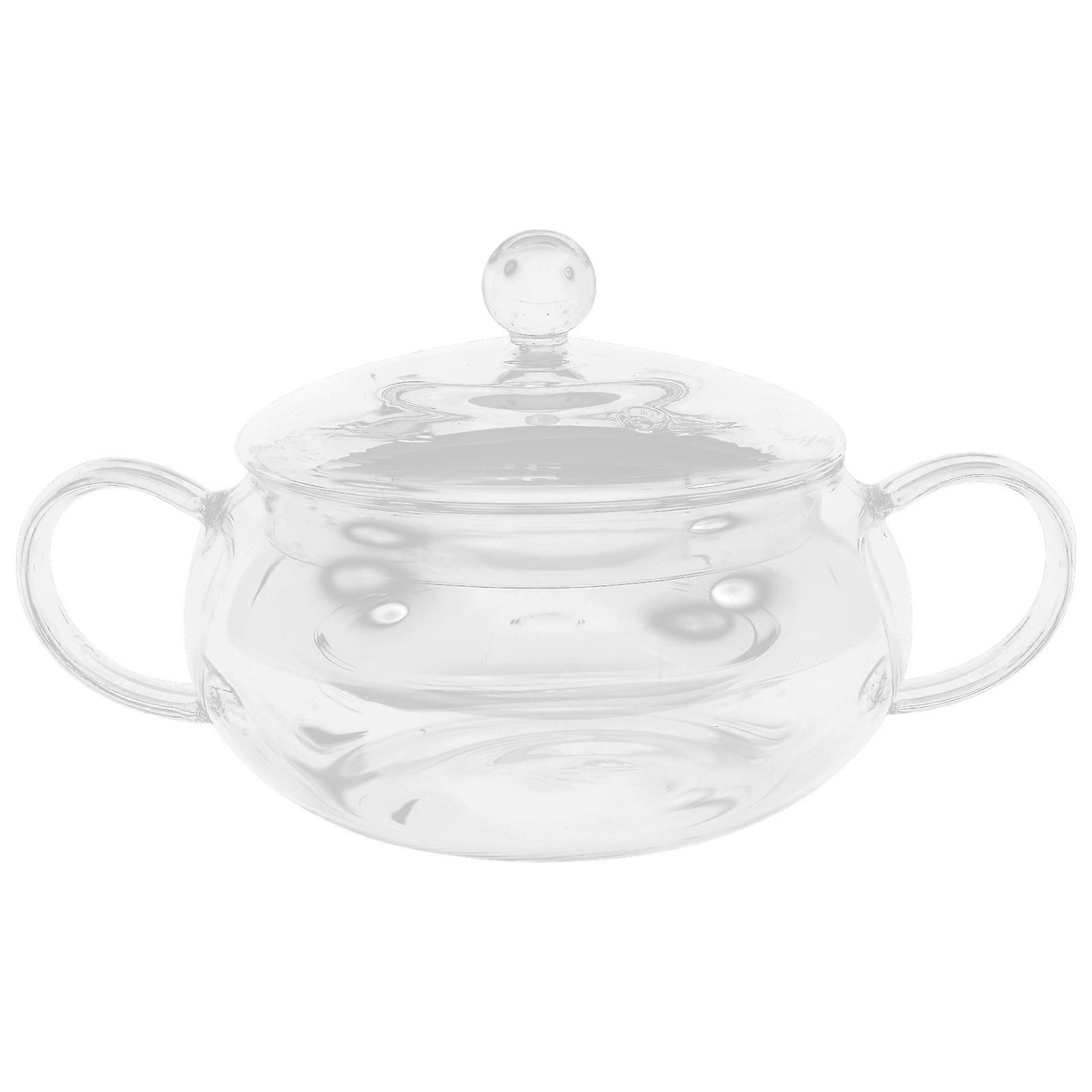 Borosilicate Glass Cooking Pot with Lid – Multi Functional Kitchen Cookware for Stovetop, Safe Exhaust Design, Easy to Clean, Double Handles for