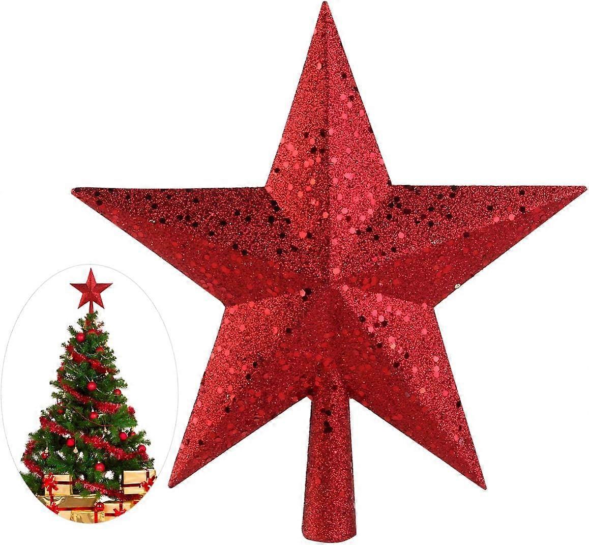 Red Glitter Plastic Christmas Tree Star Topper