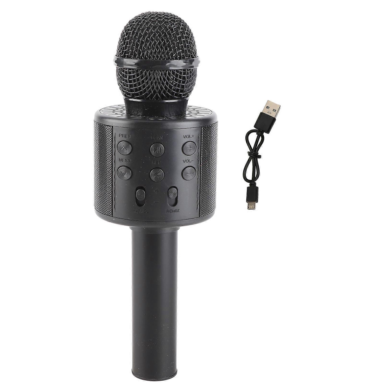 4 in 1 Portable Wireless Bluetooth Microphone Multifunctional Noise Reduction Karaoke Microphone for Home Karaoke Party Car Black