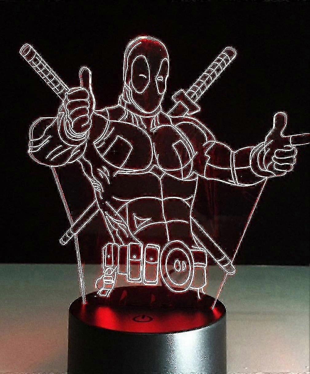 Deadpool Kids Bedroom Night Light Table Lamp 3d Led Nightlight Usb