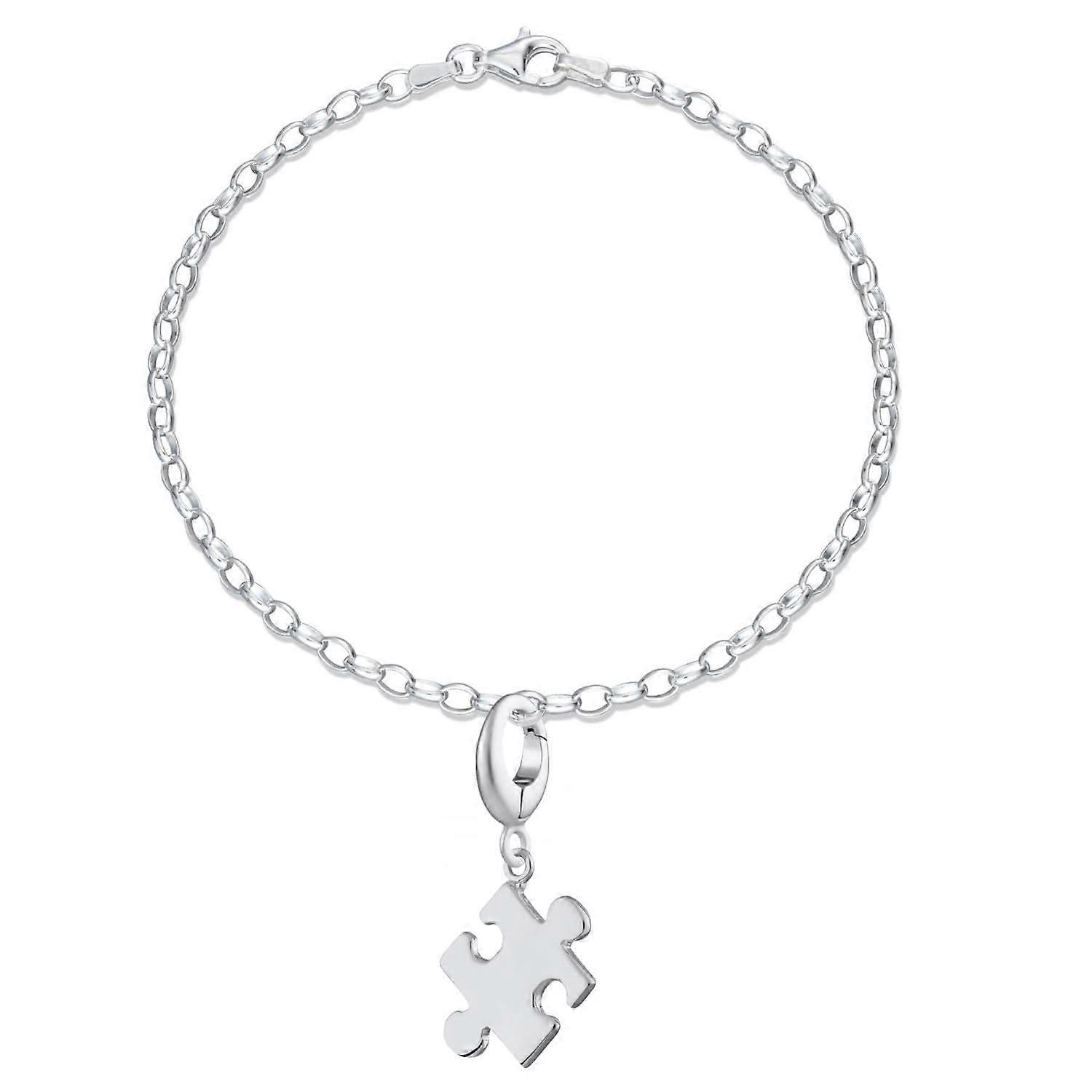 Silver Jigsaw Charm Bracelet CBRSJZ-1