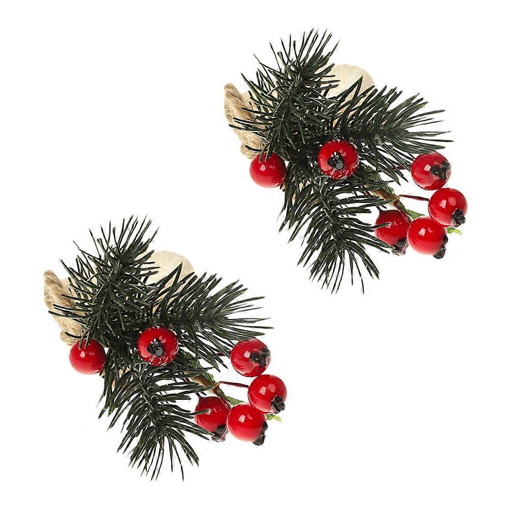 Festival Napkin Ring Hotel Use Christmas Theme Artificial Flower 2Pcs