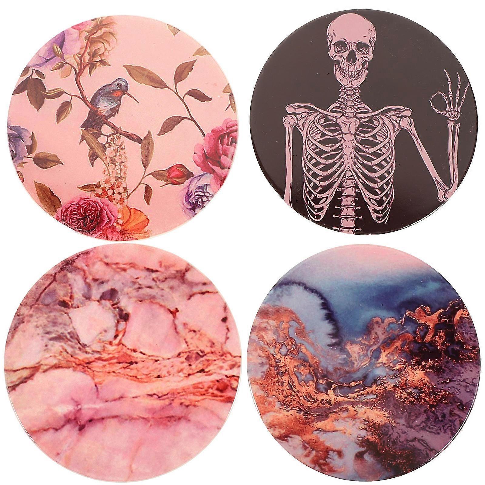 Round Coasters Table Drink Protection Cork Material 4Pcs