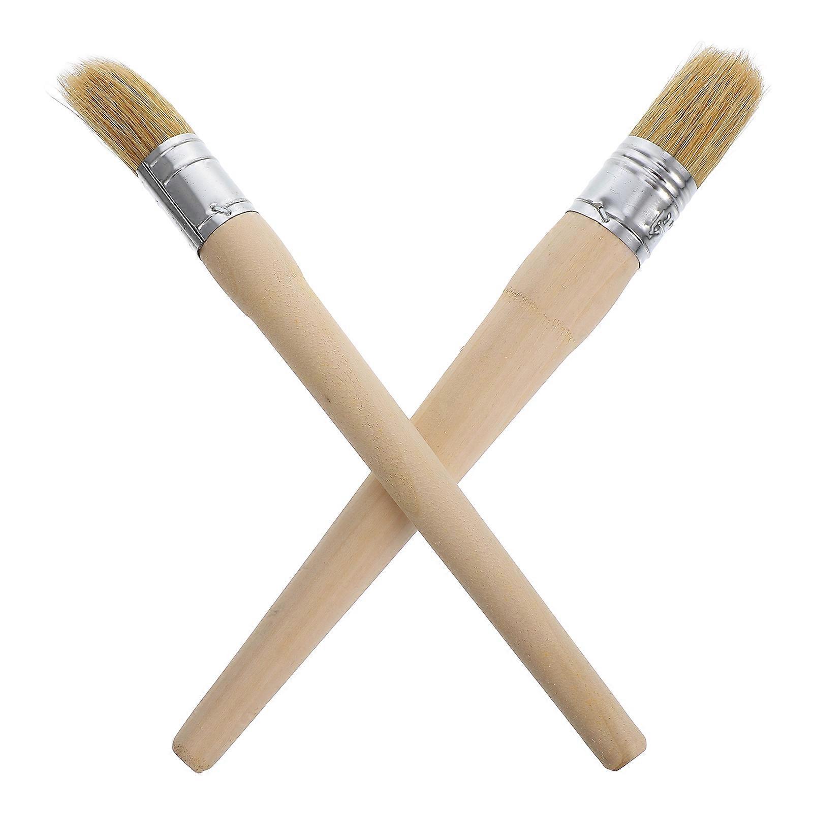 Large Round Paintbrush Waxing Brush for Furniture Stencils Precision Control 20mm+25mm 2Pcs