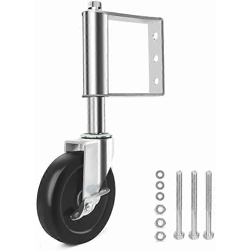 Spring Loaded Gate Casters 220 lb Capacity with Universal Mount, Aged Resistant Hard Rubber Gate Wheel 4 Inch