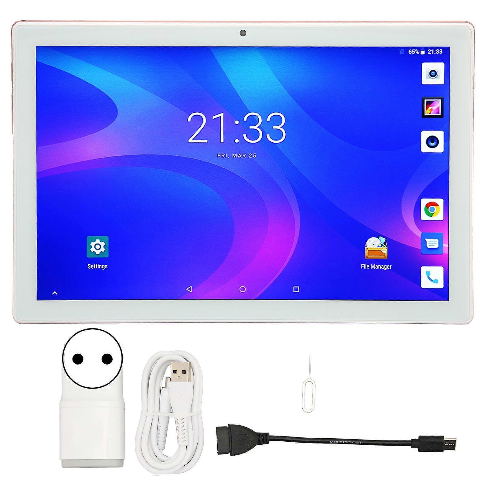 Tablette 10 pouces Android 11.0, 8 Go, 256 Go, 8 Mpx, 13 Mpx, processeur 8 cœurs, 1920 x 1200, appels 4G, 100-240 V, rose, prise UE
