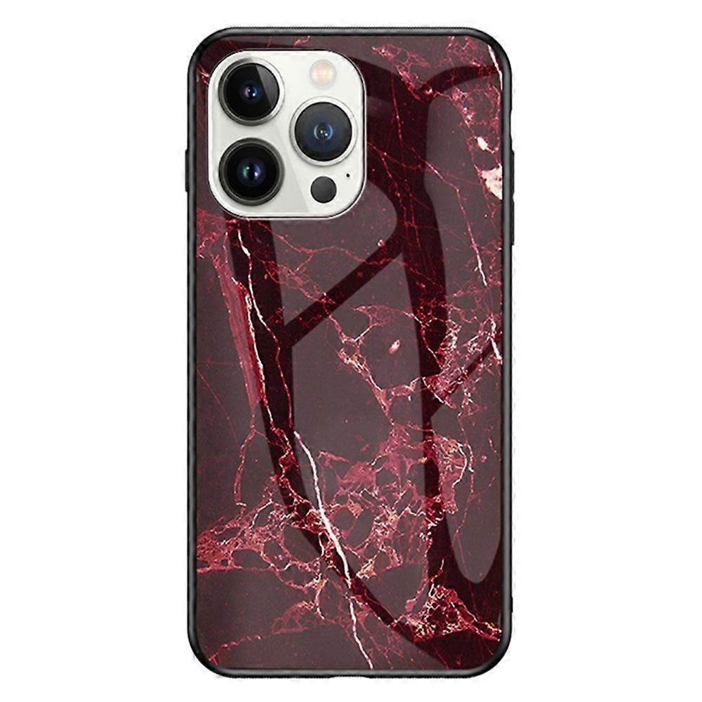 For iPhone 16 Pro Case Marble Pattern Tempered Glass+PC+TPU Protective Phone Cover