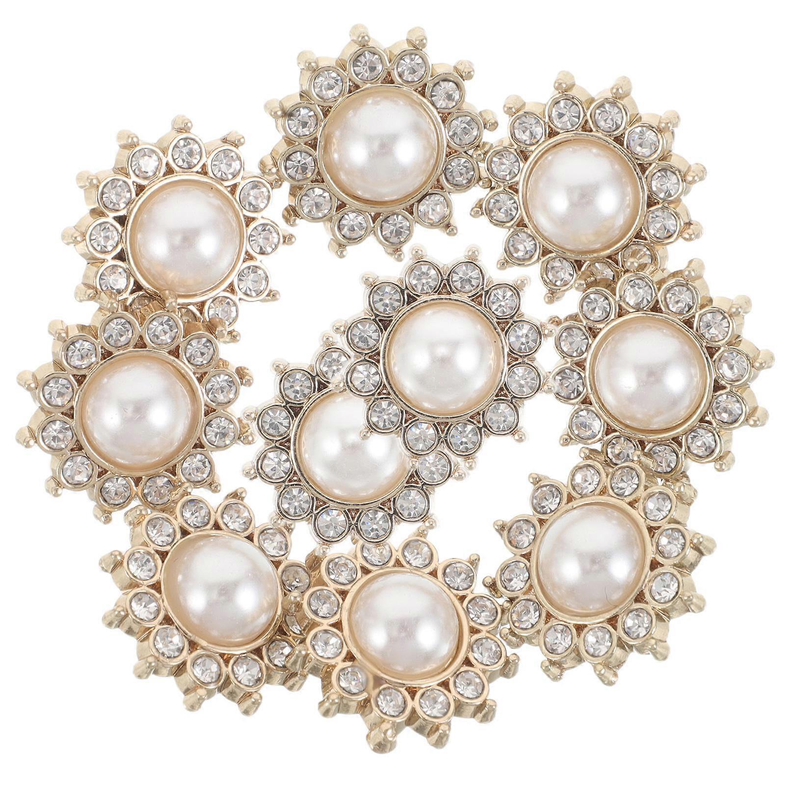 Clothing Diy Decor Elegant Pearl Metal Buttons For Handbags Accessories Formal Occasion 1.60X1.60X1.00CM Alloy Material 10Pcs