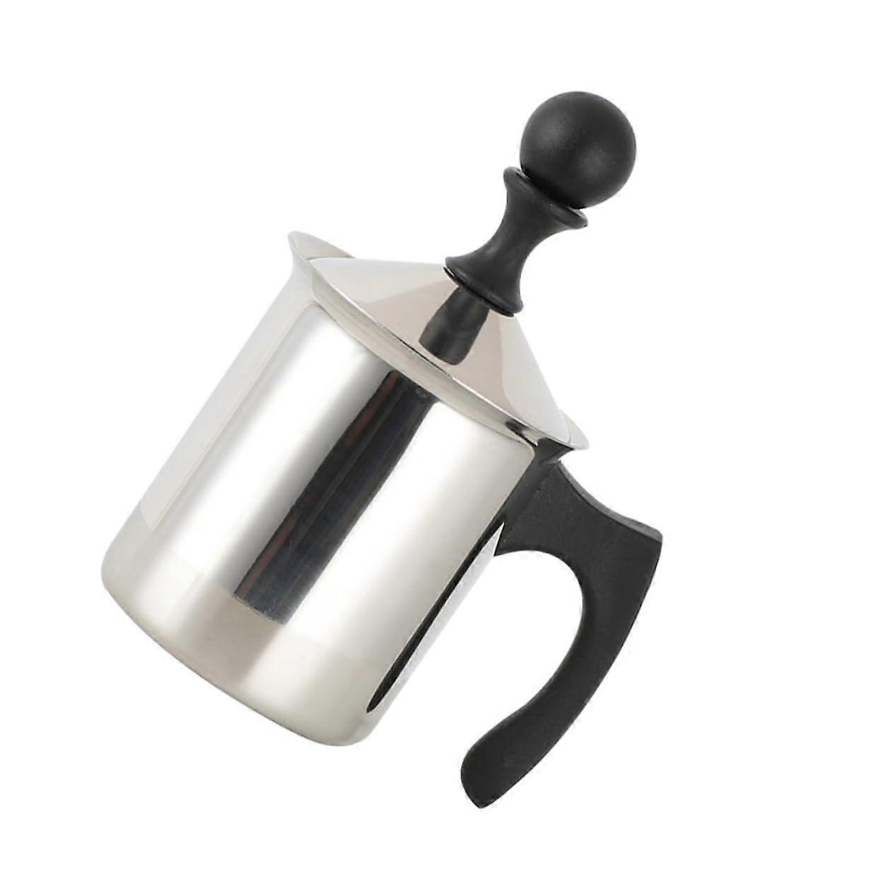 Manual Milk Frother with Double Filter for Creamy Milk Foam, Ergonomic Handle, Ideal for Latte Art and Cappuccino