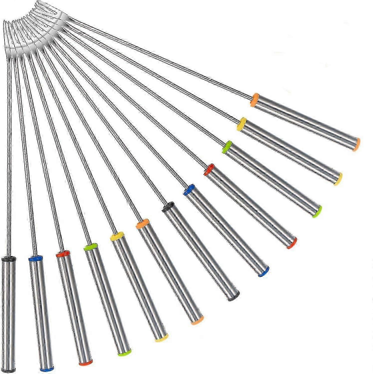 Stainless Steel Fondue Forks With Heat Resistant Handle For Cheese Chocolate Fondue Roasting Marshmallows Meat