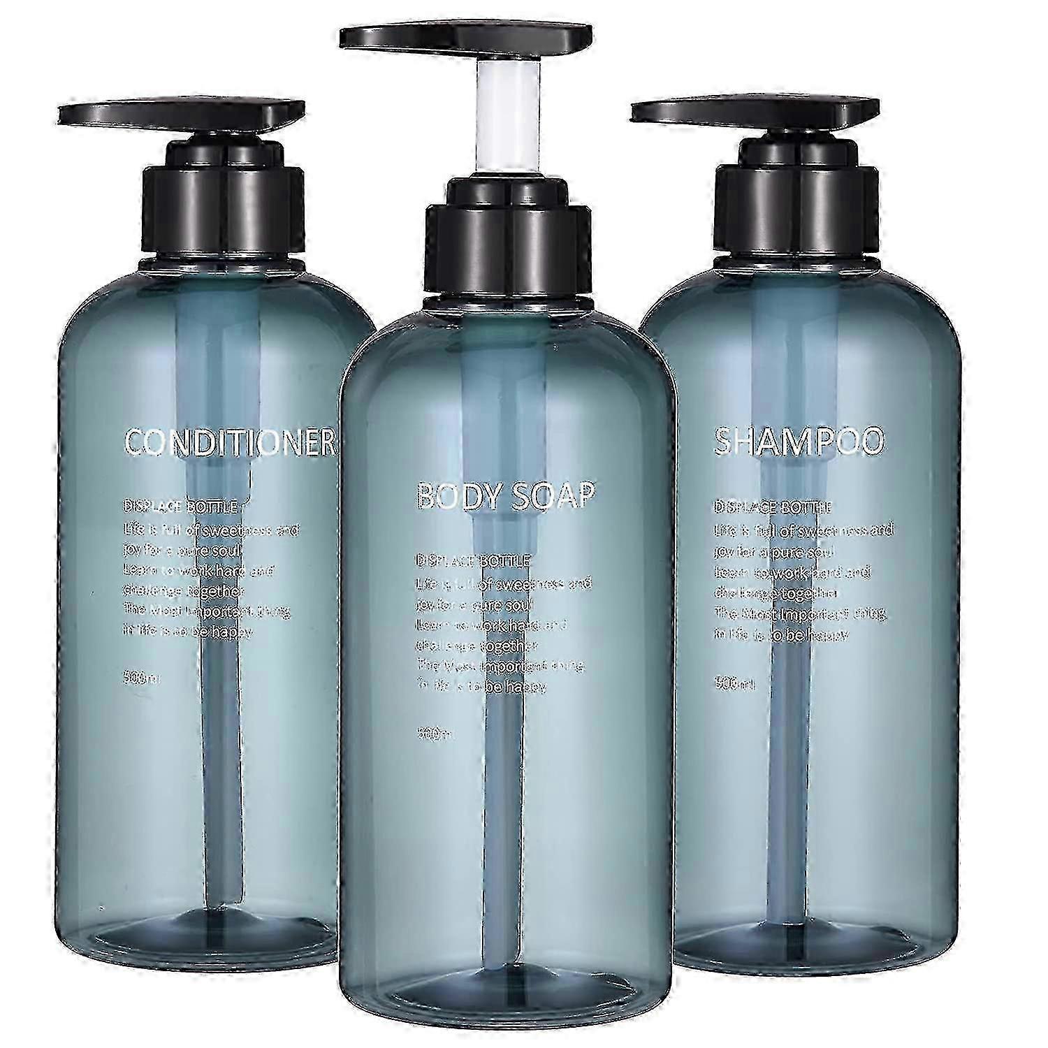 Plastic Empty Refillable Pump Lotion Bottle Container Set - 3pcs 16.9oz/500ml Shampoo And Conditioner Dispenser Bottles
