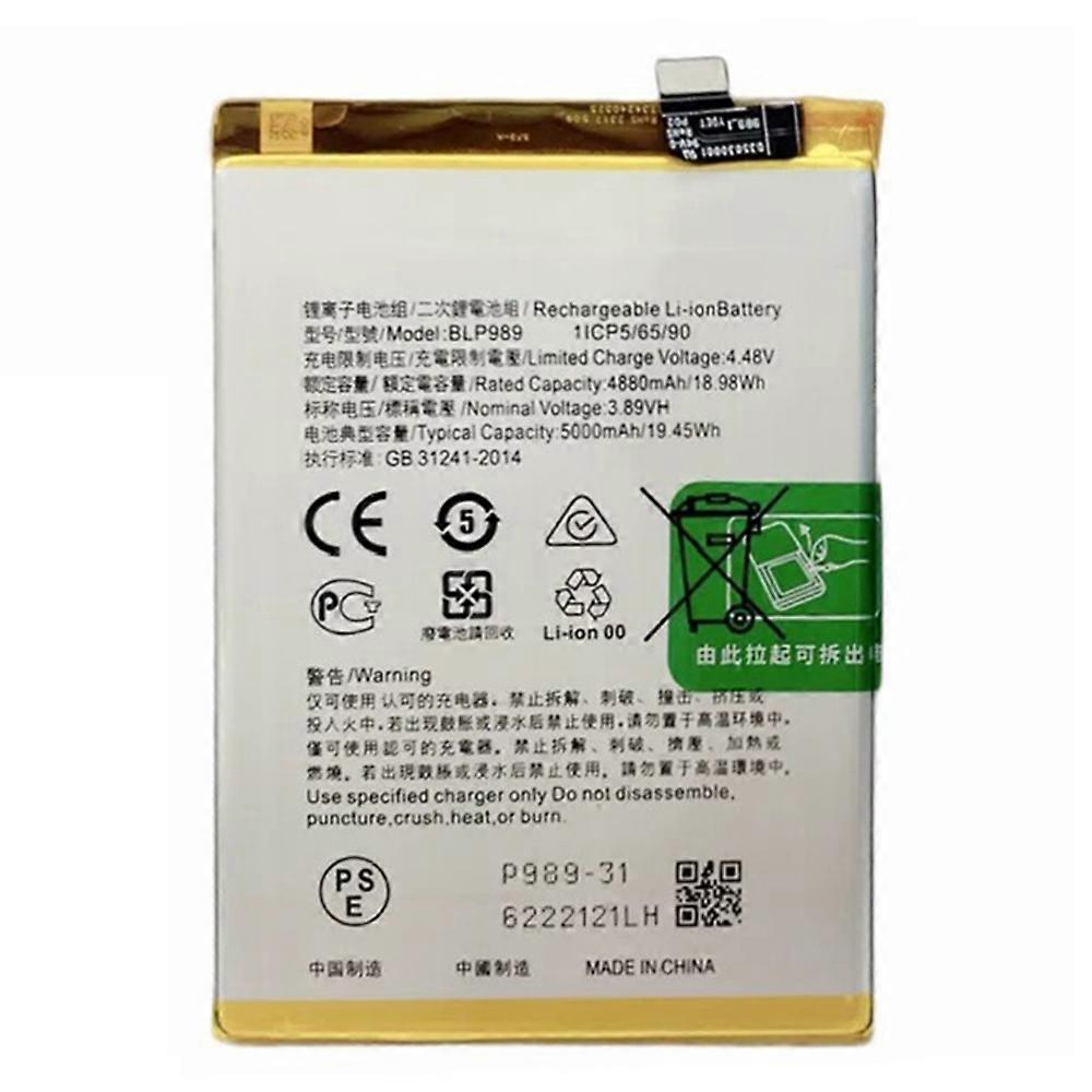 For Oppo A98 5G F23 5G 3.89V 4880mAh Li Polymer Battery Assembly Part (Without Logo) (Encode: BLP989