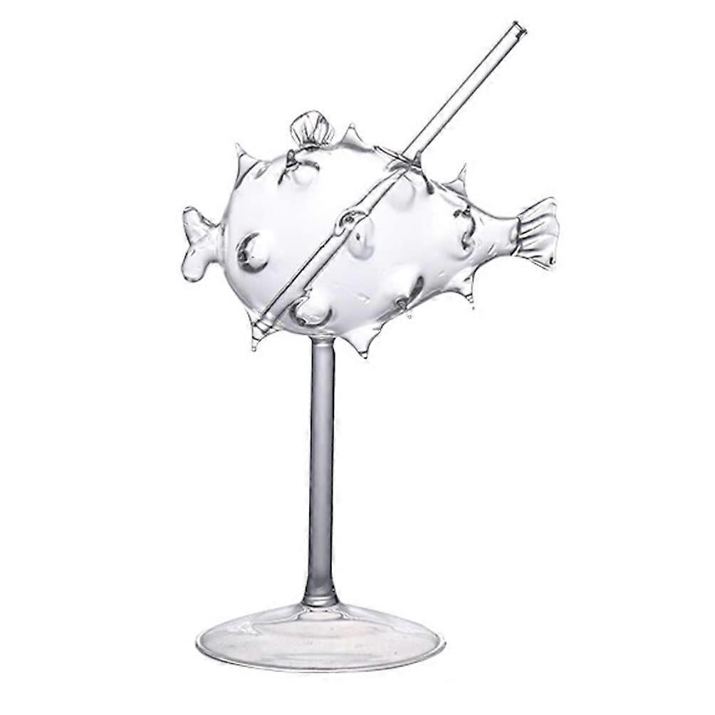 Shape Puffer Fish Cocktail Glass - Creative Wine Container for Unique Drinking Experience, 1 Piece, Colorful Design