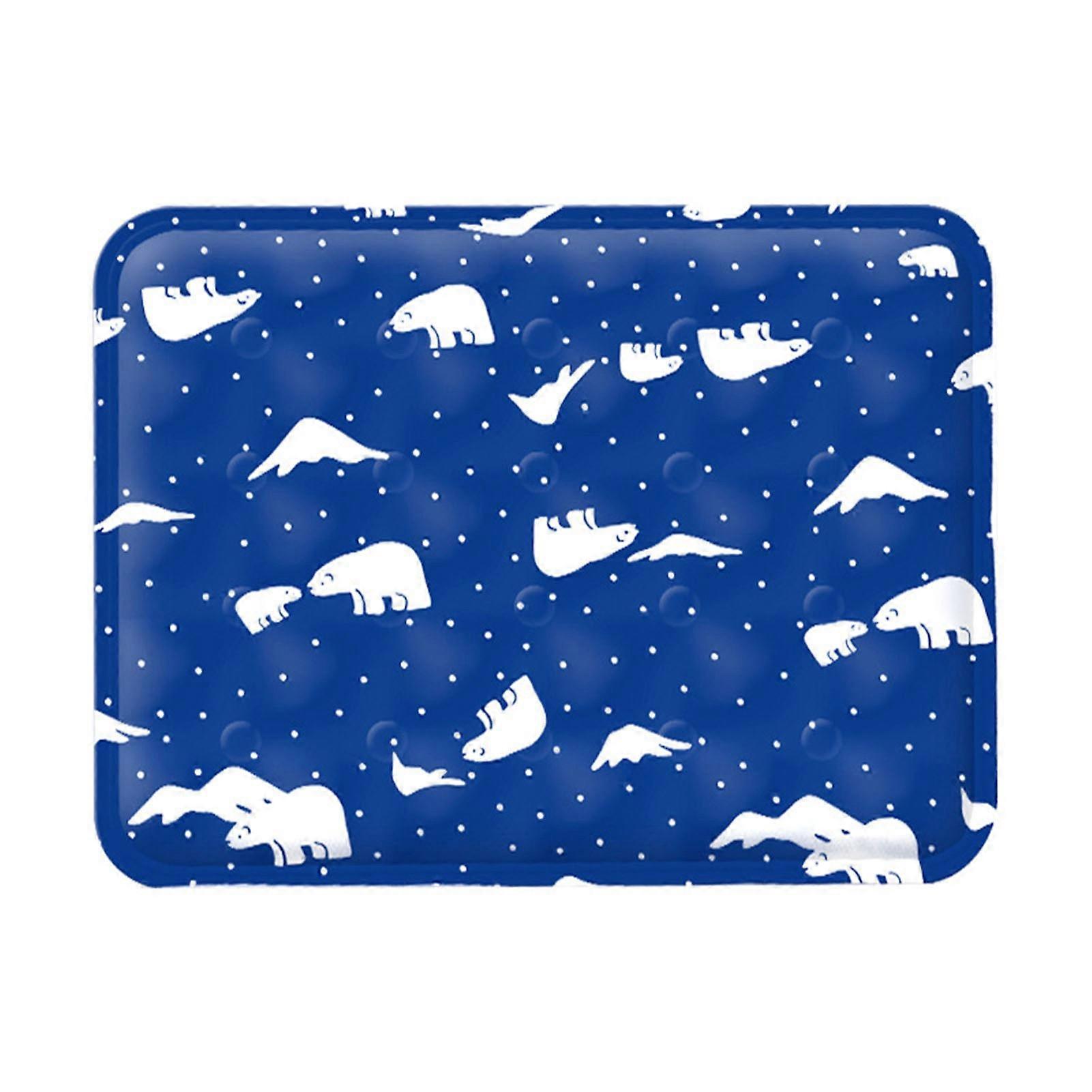 Pet Cooling Mat Waterproof Soft Scratch Resistant Safe Thickened Cat Dog Ice Pad Bed for Summer Royalblue Ice Bear M