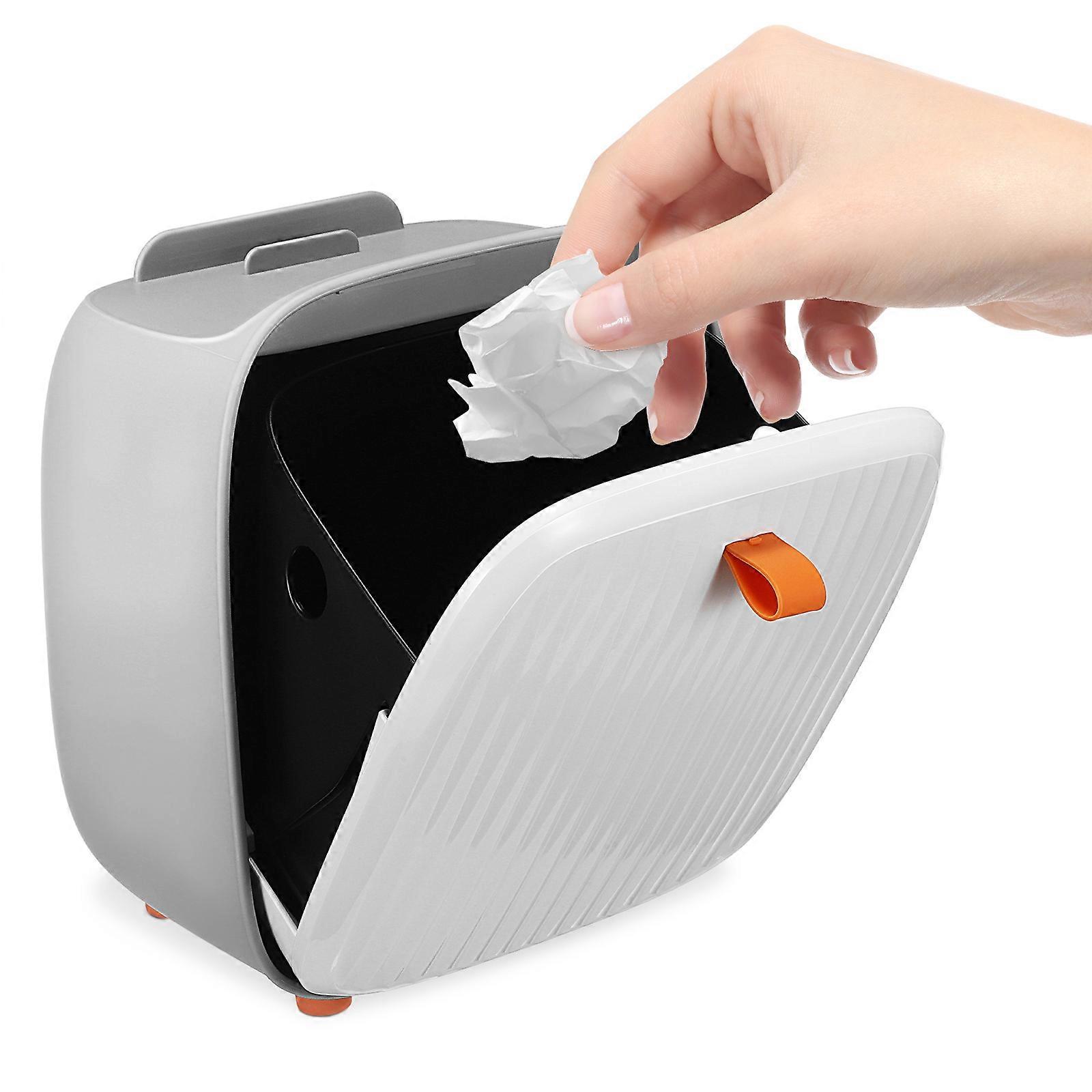 Mini Desktop Trash Bin with Lid – Non Slip Stable Stand, Compact Waste Basket for Office, Bedroom, Vanity Countertop Use