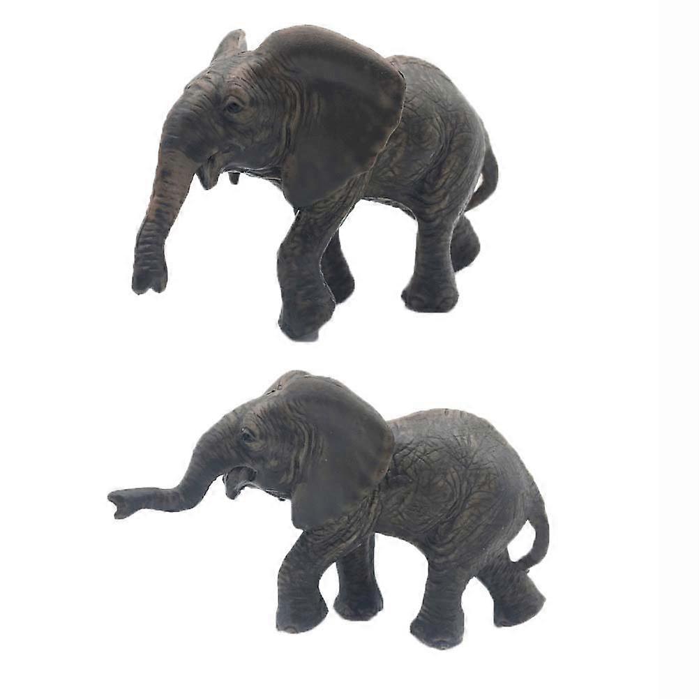Elephant Statue Ornament Miniature Elephants Figurines Toy Ornaments PVC Material Home Decoration 2Pack