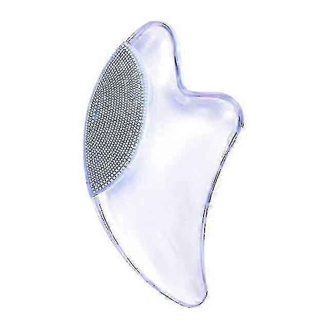 Gua Sha Massage Stone Scraper Board with Luminous Crystal and Silicone Facial Cleansing Brush for Facial Tightening Care