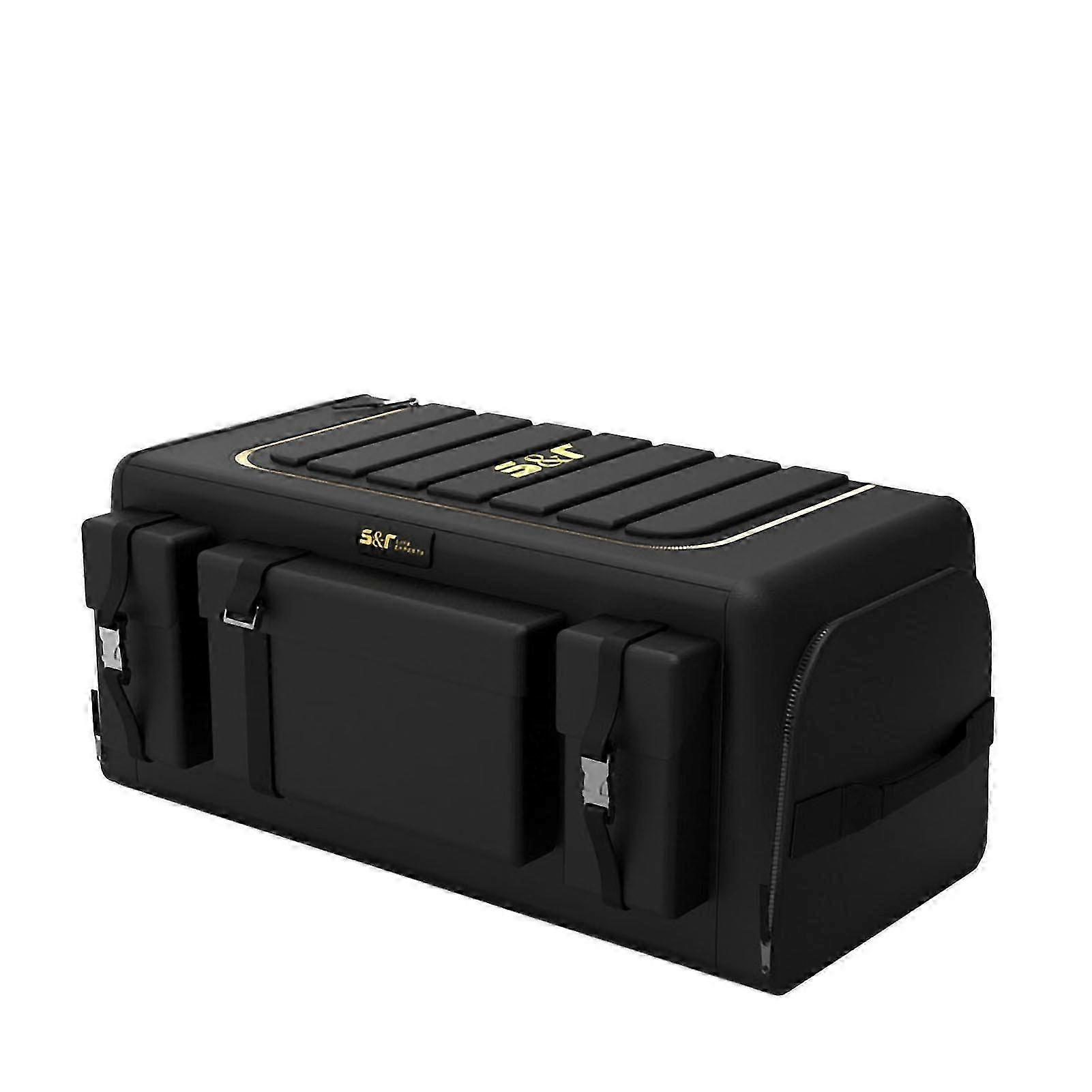 Large Capacity Car Trunk Organizer with 3 Layers, Collapsible Design, Black 70L Storage Solution