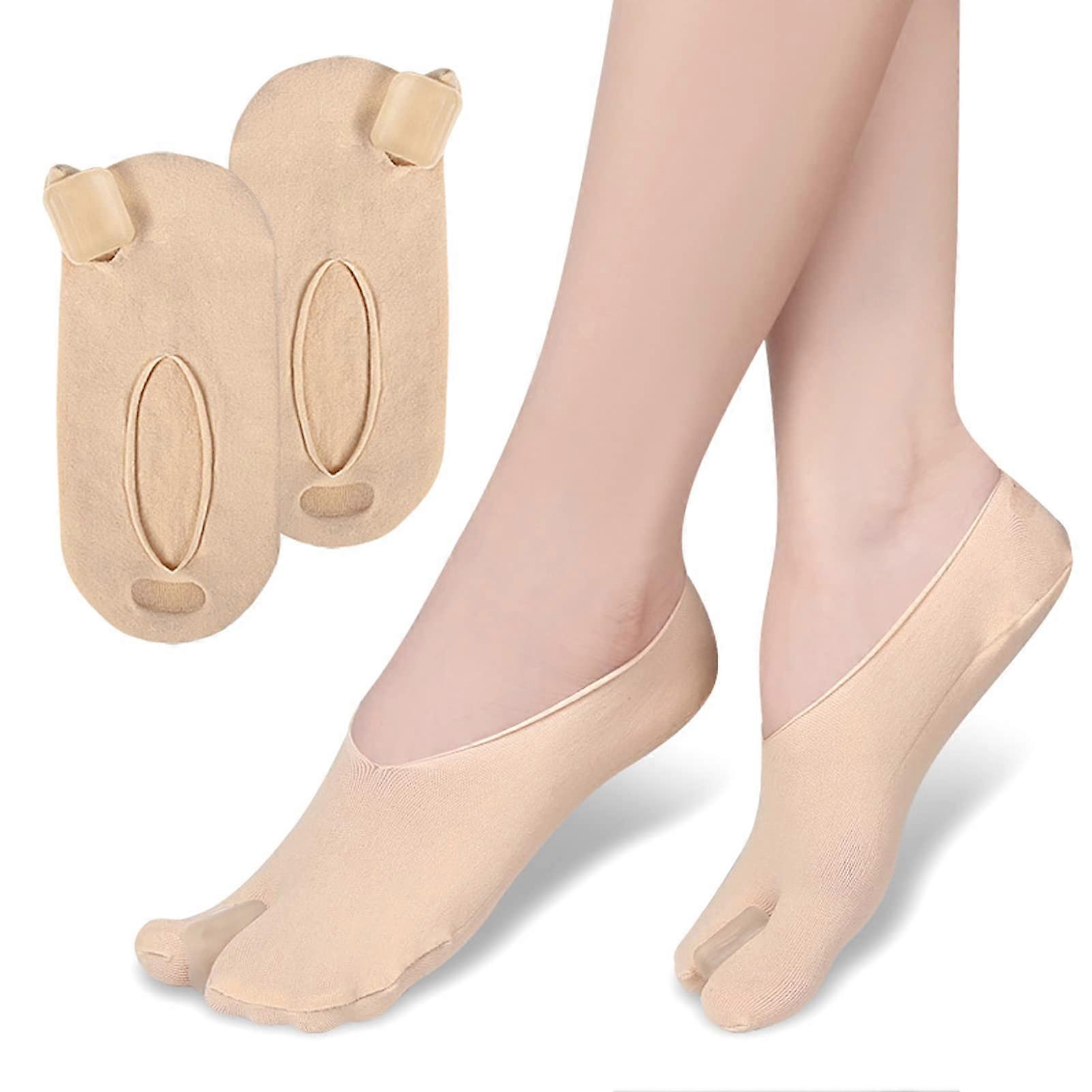 Bunion Corrector, Relief Socks, Double Toe Separator, Soft, Elastic (Beige)