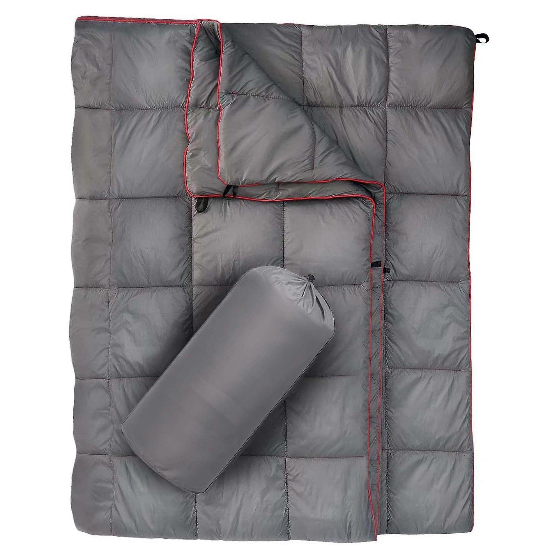 Insulated Fluffy Camping Blanket for Cold Weather, Warm Packable Camping Quilt with Zipper, Waterproof Outdoor Blanket for Hammock, Travel, Stadium, G
