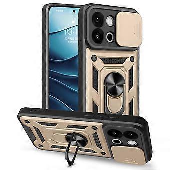 TKdaddy För OnePlus 13s 5G 13T 5G Fodral med Skjut Kameralock PC + TPU Stativ Telefonskydd Guld