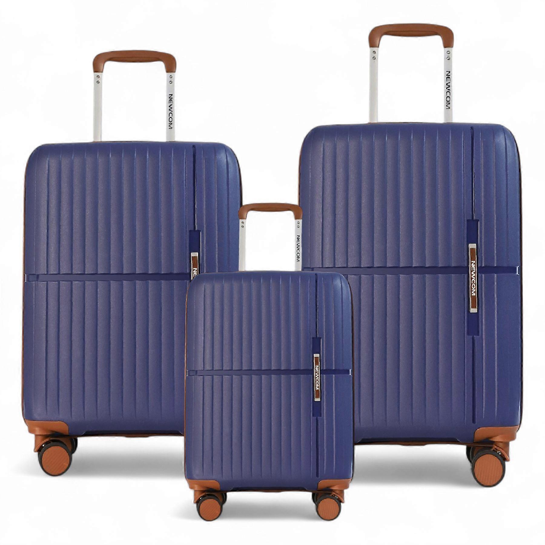 Hard Shell Teal Blue Strong Suitcase Set 8 Wheel Cabin Luggage Holiday Travel Case